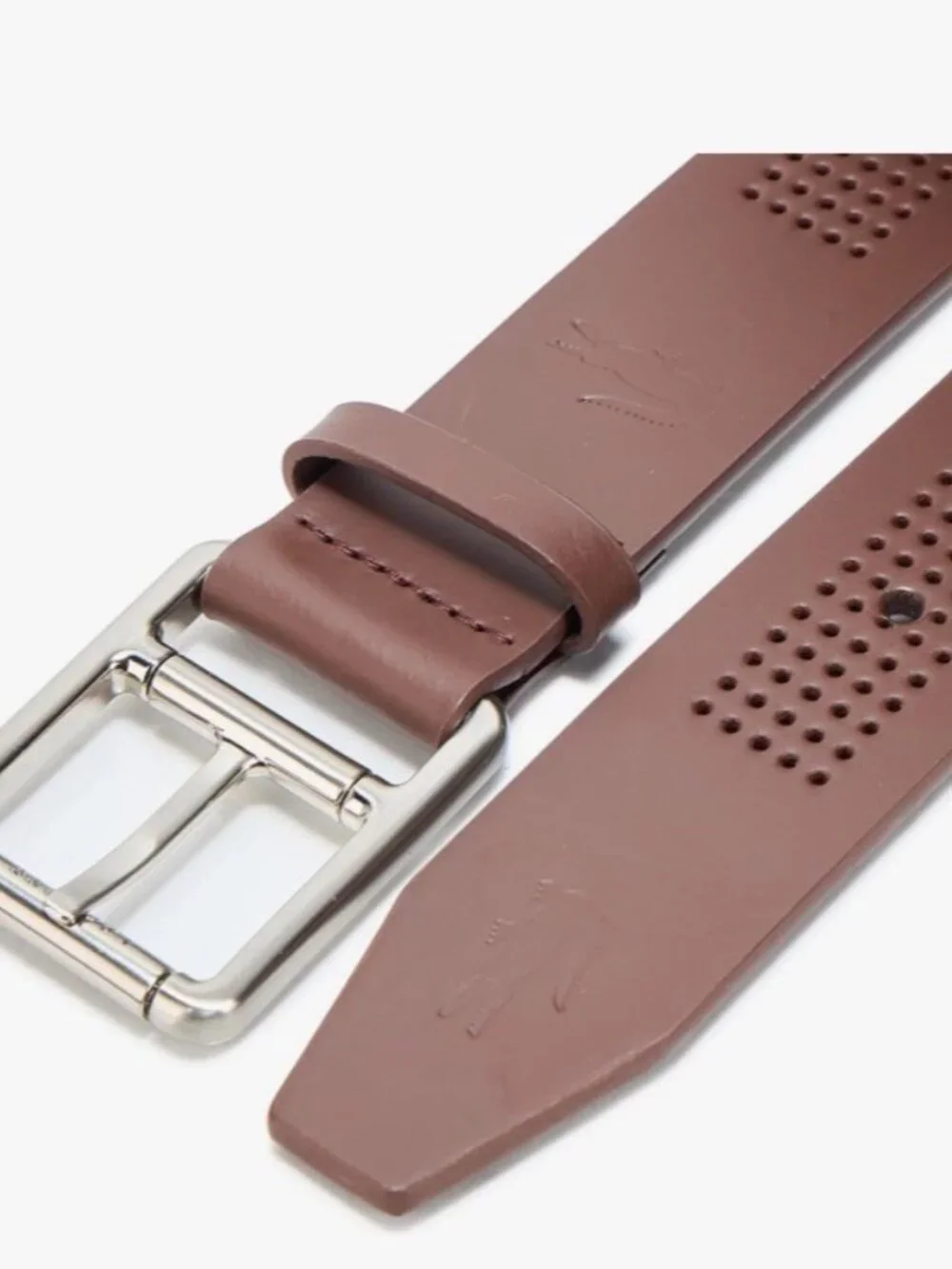 Lacoste Men's Leather Belt , Brandy, 80cm/31 Inch